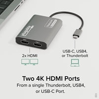 Plugable USB-C Dual HDMI Adapter Aluminum DL-6950 4K 60Hz Plugable USB-C Dual HDMI Adapter Aluminum DL-6950 4K 60Hz